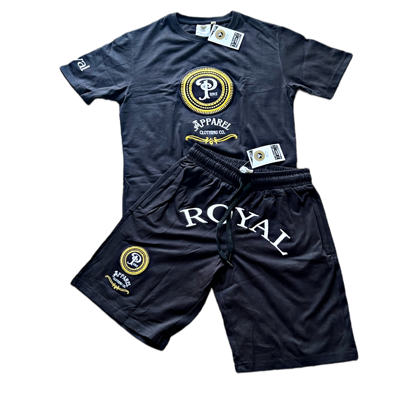Embroidered logo organic cotton short set