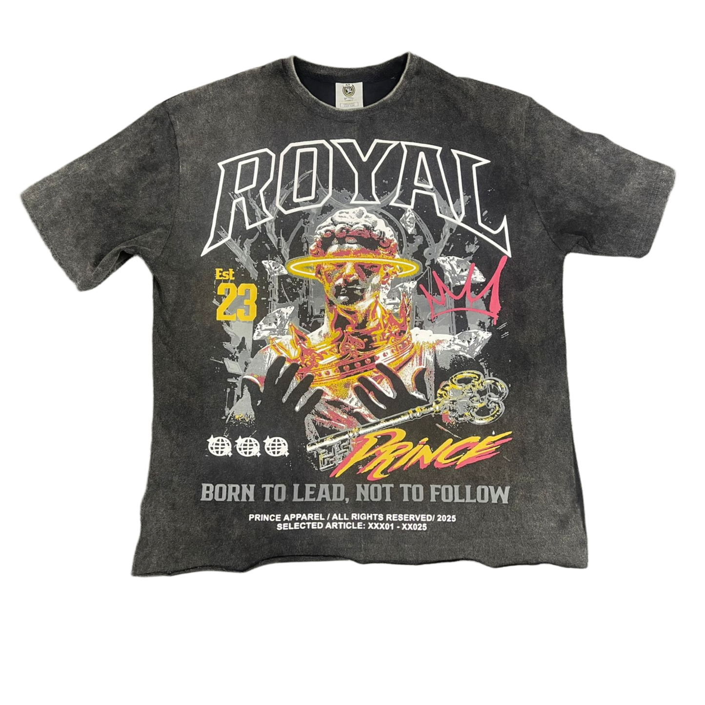 Royal Est.23 acid wash oversized tee