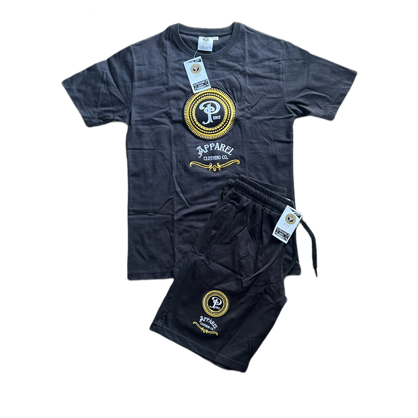 Embroidered logo organic cotton short set